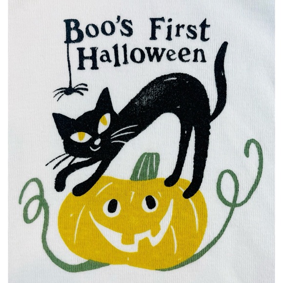 OLD NAVY • White/Multi Boo’s First Halloween Long Sleeve Bodysuit Onesie - Picture 9 of 12